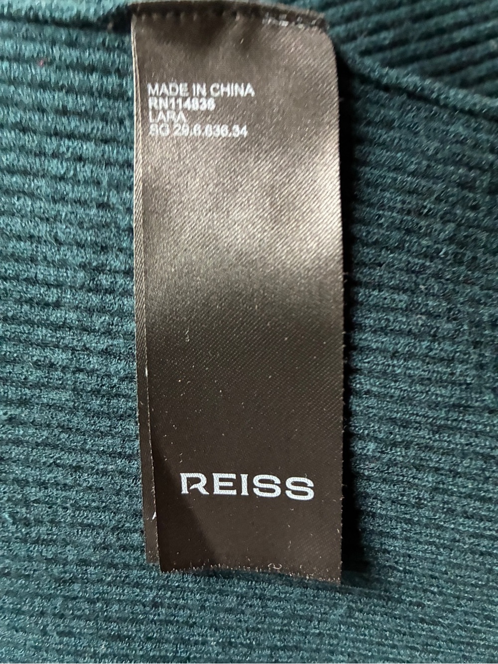 Reiss Lara Teal Ribbed Off Shoulder Batwing Knit Dress Size - Picture 6 of 14